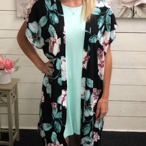 Floral Print Kimono - Mint